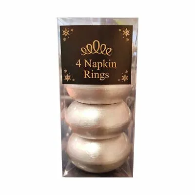 Napkin Rings 4PC Silver Serviette Holder Christmas Party Tableware Wedding • £6.99