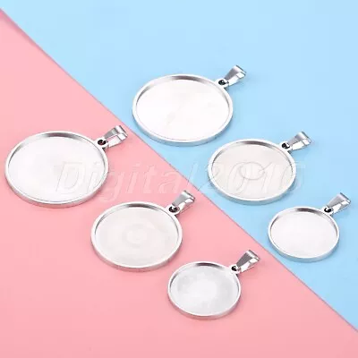 £2.94 • Buy 5x Stainless Steel Cabochon Pendant Jewelry Making Resin Cameo Charm Base Bezel