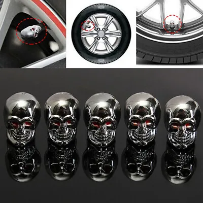 5x Car Skull Wheel Tyre Tire Stem Air Valve Caps Dust Cover Cap Tool Accessories • $7.85