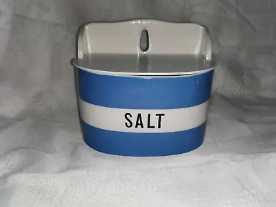 Vintage Salt Pig Blue White Striped T.G Green Cornish Kitchen Ware Pottery 1930s • $290