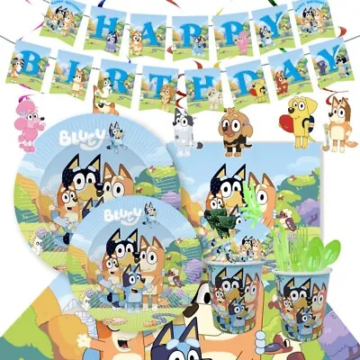 £4.39 • Buy Bluey Bingo Plates Cup Banner Tablecloth Cake Topper Birthday Party Supplies 