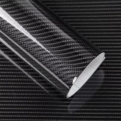 6D Black High Gloss Carbon Fibre Vinyl Car Wrap Film Sticker Air Bubble Free • £6.95