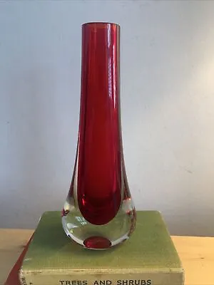 £10 • Buy Whitefriars Teardrop Ruby Red Cased Glass Vase.(9571) Geoffrey Baxter C 1961. 