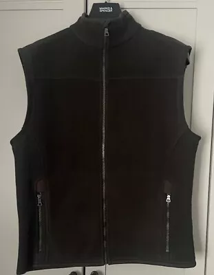 M&S Blue Harbour Gilet Medium Mens Khaki Fleece Gilet Vest Bodywarmer • £12