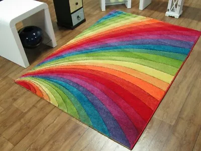 Modern Rug Mat Candy Funky Colour Thick Carpet Large Small Runner Living Room   • £21.95