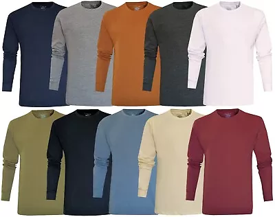Long Sleeve T-shirt Plain Crew Neck Top Regular Fit Casual Essential Tees M-3XL • £6.99