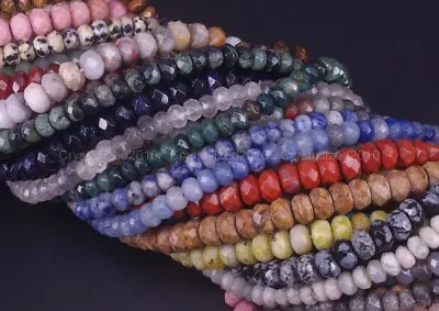 Faceted Natural Gemstones Rondelle Spacer Loose Beads 4mm X 6mm 5mm X 8mm 15.5  • £9.72