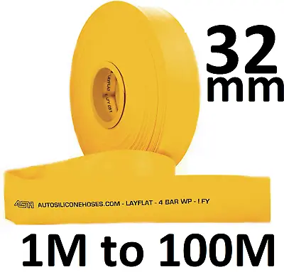 32mm Or 1 1/4  Yellow PVC Layflat Hose Discharge Irrigation Lay Flat 4 BAR Rated • £1.92