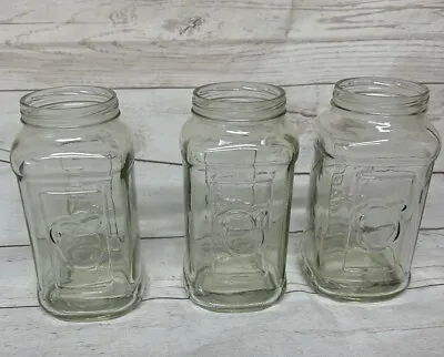 Lot Of 3 Vintage Mason Jars With Pitcher On One Side Measurements On Other Side • $21.79