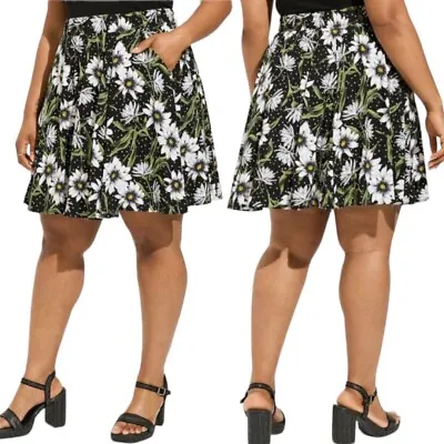 TORRID Floral Mini Challis Circle Skirt  NWT   43”W (Stretchy If Need)  22.5” L • $26.99