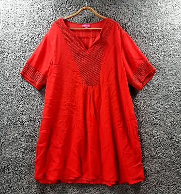 $28.95 • Buy EMME Womens Dreess Plus Size M Orange Lace Trim Short Sleeve A-line Knee Length