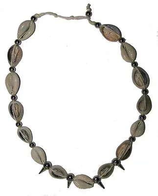 REAL SEA SHELL NECKLACE / CHOCKER WITH SILVER SPIKES Mens Womens Jewelry NEW • $6.19