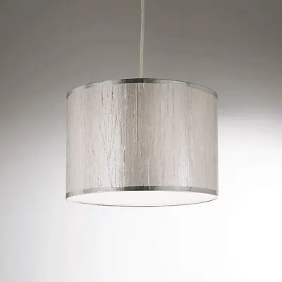 12 (30cm) Slub Lining Silver Shiny Finish Ceiling Pendant Light Shade • £16.89