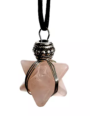 £6.98 • Buy Rose Quartz Merkaba Necklace Beaded Merkabah Chariot Pendant Corded Geometry