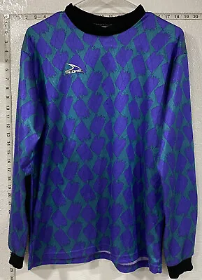 Score Soccer Jersey Adult Small Green Purple Long Sleeve Goalie 90s Vintage • $15.09