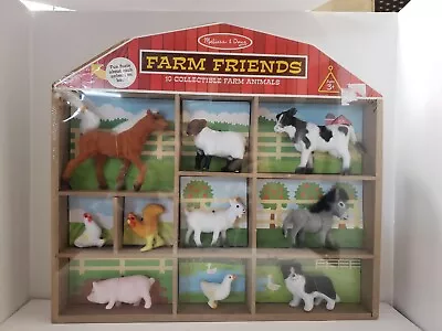 New Melissa & Doug Farm Friends 10 Animal Figurine W/ Wood Barn Display • $19.99