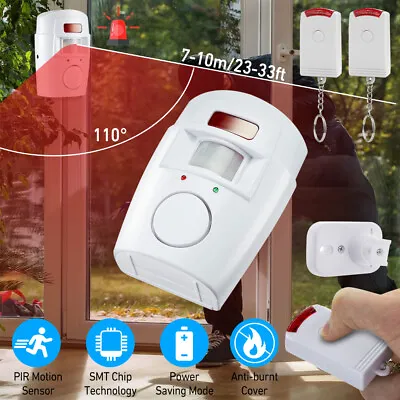 Wireless Sensor Motion PIR Alarm W/2 Remote Control For Shed Garage Home Caravan • £11.99