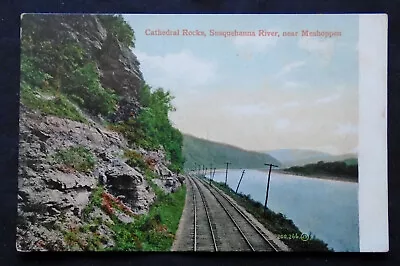 Susquehanna River Cathedral Rocks Railroad Tracks Near Meshoppen Circa 1910 • $0.99