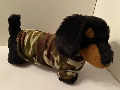 “Ralph”  12” The Dachshund Sausage Dog In Camouflaged Top  Soft  Toy • £13
