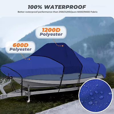 1200D Center Console Boat Cover 20'-22' Heavy Duty Waterproof Marine Grade Cover • $143.36