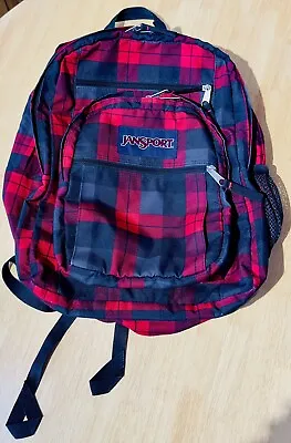 JANSPORT Backpack Rucksack School Travel Walking.  Red/Black Tartan • £29.99