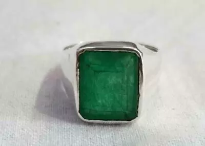 925 Sterling Silver Natural Emerald Men Ring Jewelry Gift Men's Ring • $57.85