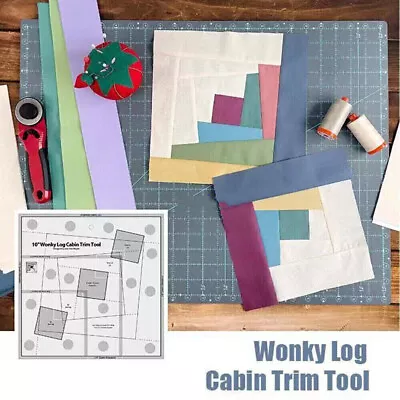 6/8/10'' Wonky Log Cabin Trim Tools Quilting Template Patchwork DIY Sewing Ruler • £6.23