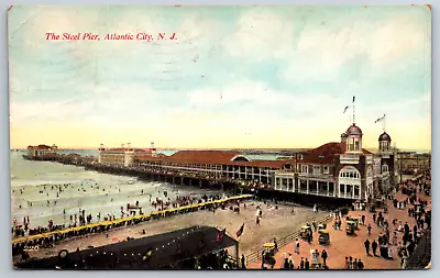 Steel Pier & Garden Pier Atlantic City NJ 1910 Birds Eye Postcard • $19.99