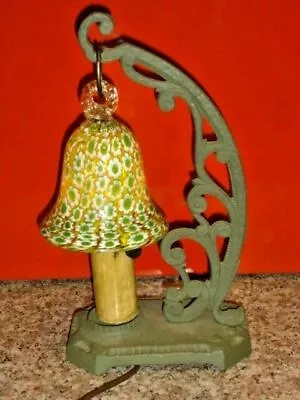 OLD GREEN Millefiori GLASS AND IRON LAMP • $195