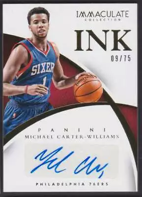 2014-15 Panini Immaculate Ink Michael Carter-williams Auto 09/75 Philadelphia • $17.99