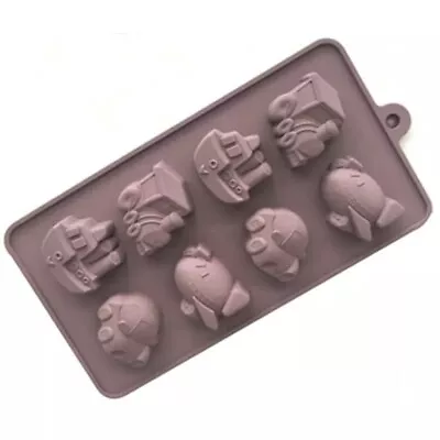 8 Cavity Car Train Silicone Cake Mould Baking Chocolate Ice Cube Candy Wax Melts • £4.65