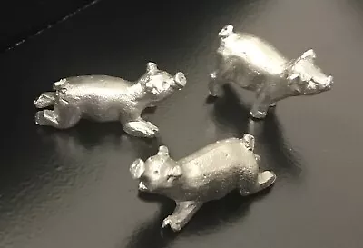 Miniature Pewter 3 Little Pigs Porky Piglet Silver Metal Figurines • $7.95