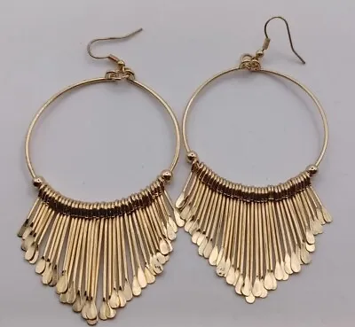 Vintage Large Hoop Earrings Dangle Gold Toned. Boho Gypsy.  • $20