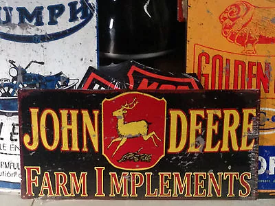 $89.99 • Buy John Deere Farm Implements Metal Reproduction Sign Running Deer Tractor Jd Green
