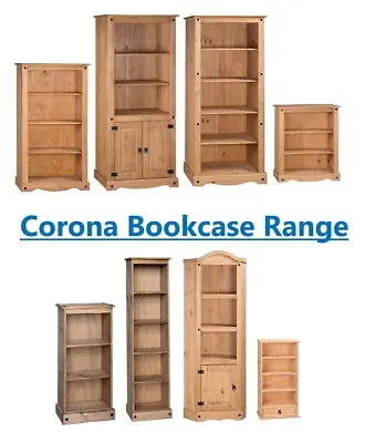 Corona Bookcase Solid Pine Furniture Large Storage Dining Living Room • £79.99