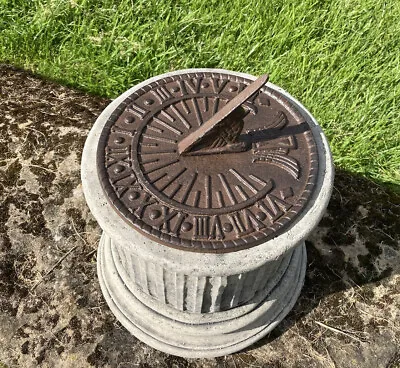 Garden Cast Iron Bird Sundial On Stone Plinth Garden Ornament 🌞🌿 • £68.50