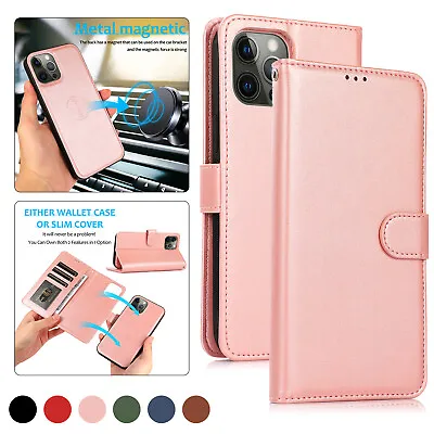 $15.86 • Buy Removable Leather Wallet Case For IPhone 14 13 12 11 Pro Max SE Card Flip Cover