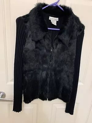 White House Black Market Cable Sweater With Rabbit Fur • $14.99