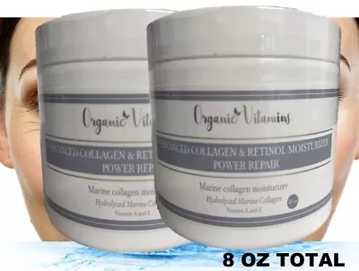 2 Natural Collagen Beauty Cream 8 Oz HYDROLIZED SKIN CARE ( 2 JAR )Retinol Face  • $13.50