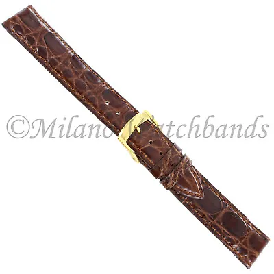 17mm Morellato Brown Genuine Select Crocodile Italy Made Stitched Watch Band 855 • $77.35