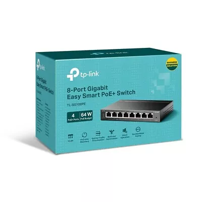 TP-Link TL-SG108PE V5 8-Port 1000Mbps Gigabit Easy Smart Switch With 4-Port PoE+ • $105.40