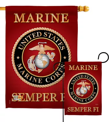 Marine Corps Military Veteran Proud Marine Semper Fi Garden House Yard Flag Sign • $20.95