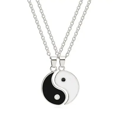Silver Yin Yang Tai Chi Pendant Necklace Couple Gift Set For Him & Her Christmas • $8.50