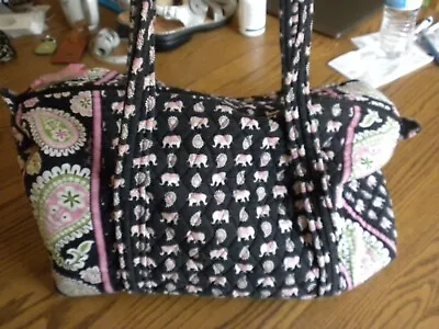 Vera Bradley Pink Elephants Paisley Duffel Bag Carry On Travel Bag Black Faded • $25.99