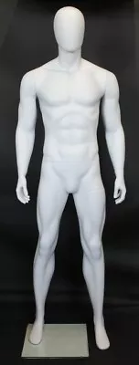 6'2 H Matte White Muscular Body Abstract Egg Head Male Mannequin Torso SFM27EBWT • $279.99