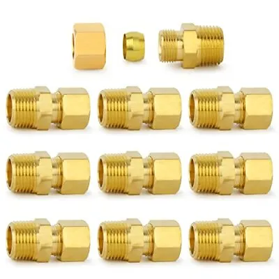 Brass Compression Tube Fitting 1/4  OD X 1/4  NPT Male Compression Union Conn... • $25.62