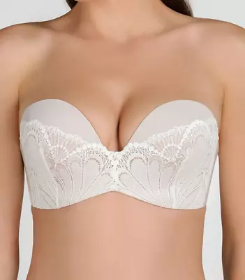 Wonderbra Refined Glamour Ivory Bra 32FF Lace Ultimate Strapless Underwired Pad • £19.99