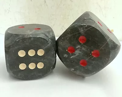 Mid Century Modern DICE BOOKENDS Carved Marble • $195