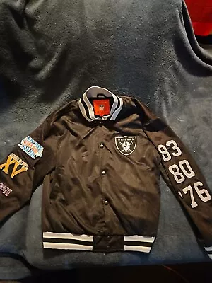 Oakland Las Vegas Raiders NFL Super Bowl Patches Jacket Vintage Pre Owned Medium • $100