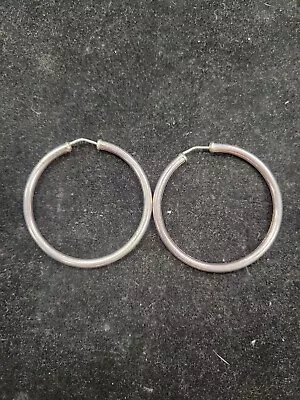 1.75 Inch Metal Tube Earrings W/ A Sliding Type Closure • $12